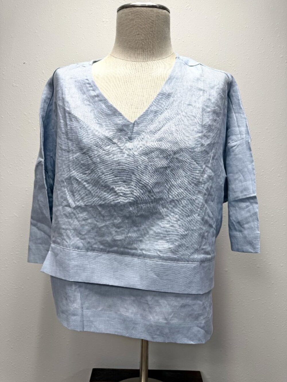 *NEW* Lintico 100% Linen Drop Shoulder Asymmetric Layered Hem Overtop VIOLA - Picture 8 of 16